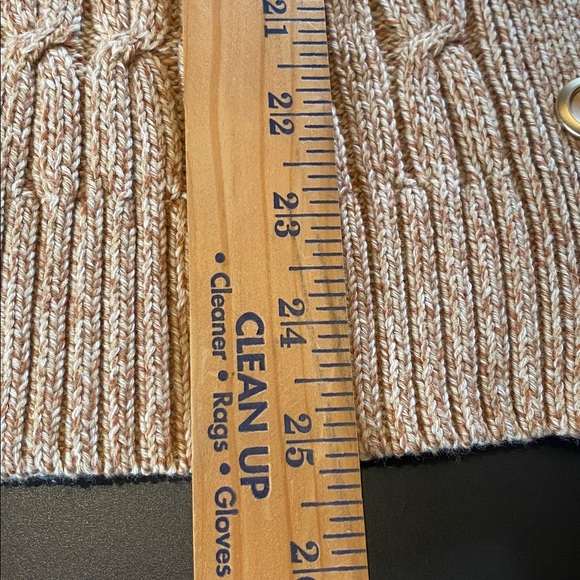 Talbots Caramel Brown Cotton CowlNeck Cable Button Sweater Oatmeal Size Medium - Picture 7 of 10